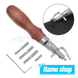 Costura ajustável profissional e entalho artesanato de couro vinco, aparador multifuncional, ferramentas artesanais, DIY, 7 em 1 - Image 1