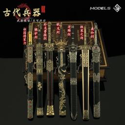 Arma chinesa antiga de 8.66 polegadas, série da dinastia tang, espada horizontal, modelo crsft de liga com bainha, brinquedos colecionáveis de faca de dragão - Image 2