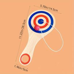 1pc bola de alvo de madeira com corda elástica, jogo de habilidade de coordenação mão-olho das crianças, brinquedo de treinamento sensorial interativo para crianças - Image 4