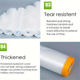 Pre-Taped Drop Cloth Masking Film, Folha De Plástico, Protetor Automotivo Pintura Spray, Cobrindo, 1 Rolls - Image 6