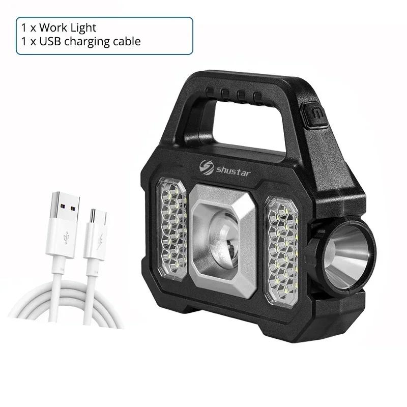 Lanternas LED de alta potência recarregável luz de trabalho de acampamento multifuncional luz portátil carregamento solar 6 modos de iluminação - Image 1
