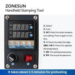 ZONESUN-Máquina de estampagem a quente portátil, Heat Press, Ferramenta de couro digital, papel e madeira, logotipo personalizado, Foil Stamp, ZS-HST1 - Image 3