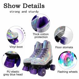 Sapatos de patinação esportiva deslizante ao ar livre, Patins profissionais Quad para adultos, Brush Street, Linha dupla de 4 rodas, Sapatos de skate no gelo - Image 6