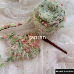 Fio De Tricô De Mão De Série De Jardim, Linha De Flor Verde, Crochet Artesanal, Agulha, Saco De Tecido, Laço De Cabelo, Decoração De Presente, 50g - Image 3