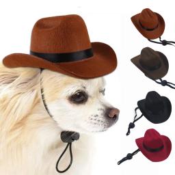 Chapéu de cowboy estrela ajustável para animais de estimação, traje de cão britânico, chapéu superior, chapéus de sol para gatos - Image 1