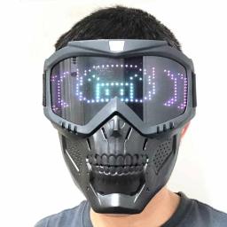 Bluetooth app rgb halloween crânio brilhante led sinal cosplay festa de carnaval paintball jogo combate militar rosto máscara protetora - Image 3