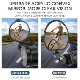 Bicicleta Vista Espelhos Convex Ajustável MTB Bicicleta Espelho Retrovisor Clear Handlebar End Acessórios portáteis para equipamentos ao ar livre - Image 4
