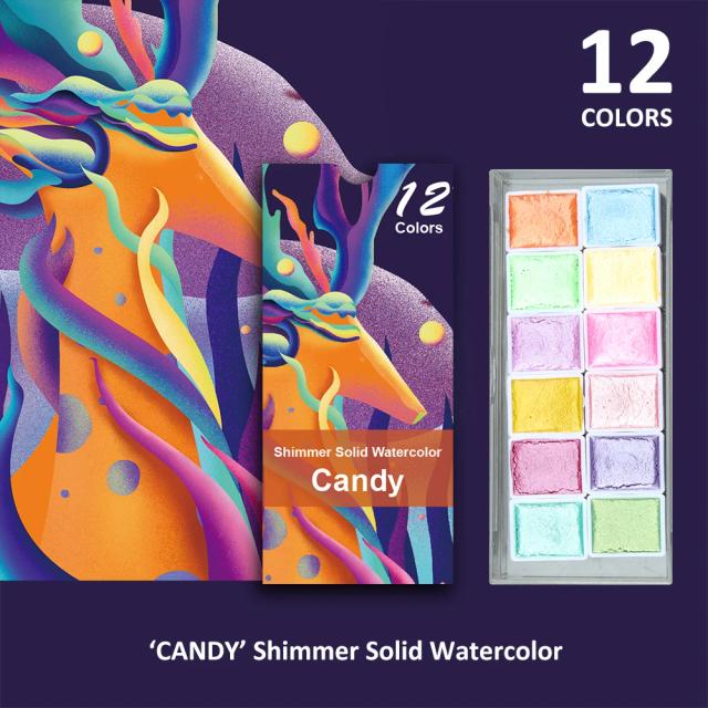 Conjunto Seamiart 6/12 de Pintura em Aquarela com Glitter Metálico - Ferramentas de Arte para Artistas, Escolas e Graffiti