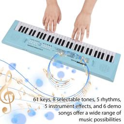 Piano Teclado Eletrônico com Microfone, Modo Dual Power, Instrumento Musical, 6 Músicas Demonstração, 61 Teclas - Image 1