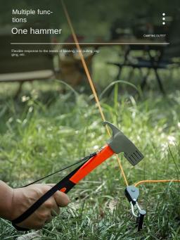 Outdoor Multifuncional Ground Nail Hammer Barraca de acampamento Martelo de dossel Ferramentas domésticas Aço de alto carbono Equipamento de acampamento, Novo - Image 2