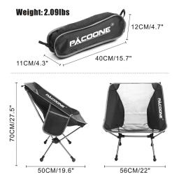PACOONE-Cadeiras de acampamento ao ar livre destacáveis, cadeira dobrável lua portátil, cadeira de praia pesca, ferramentas assento ultraleve, caminhadas piquenique assento - Image 3