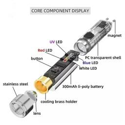Mini Chaveiro Lanterna Recarregável, Ideal para Camping e Atividades ao Ar Livre, 10 Modos, Base Magnética, 1Pc - Image 6