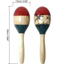 Durável de alta qualidade quente prático maracas percussão de madeira 2 pçs adulto colorido jantar mão instrumento festa - Image 2