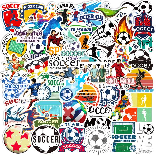 Adesivos de Futebol Impermeáveis: Estilo Único para Adolescentes e Adultos em Projetos DIY, Guitarras e Laptops - Pacote com 50 Peças