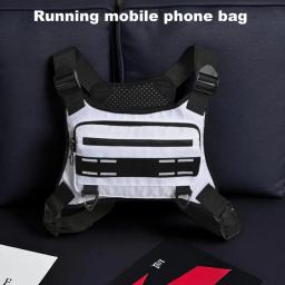 Resistente à água Sports Chest Bag, Pacote de peito dianteiro leve, Saco de colete com suporte de telefone embutido, Armazenamento extra - Image 5