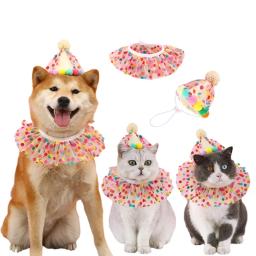 Chapéu para festa de aniversário de animais de estimação, chapéu com bolinhas de renda, babador fofo para cães pequenos e médios, produtos para animais de estimação, acessórios para cachorros - Image 6