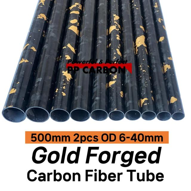 Tubo de Fibra de Carbono Colorido 3K Forjado 500mm - Várias Opções de Diâmetro OD 12mm a 30mm (Pacote com 2 Peças)