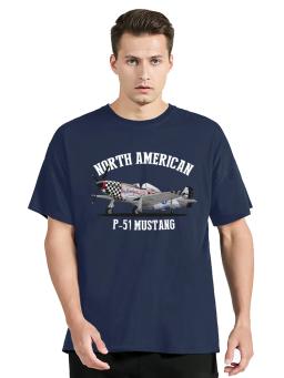 T-shirt Mustang Fighter masculino, Tops de algodão, Camisetas grandes, Roupas norte-americanas, P-51, Verão, Novo - Image 4