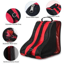 Saco de transporte de skate respirável para crianças, Estojo para patins inline, 3 camadas de armazenamento, Patins de gelo - Image 4