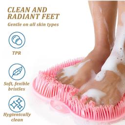 Silicone Rub Back Brush para Banheiro, Antiderrapante, Almofada para os Pés Esfoliante, Lavar os Pés com Otário, Massagem de Banho, 1Pc - Image 4