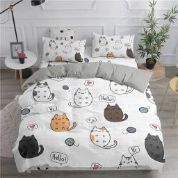 Gato dos desenhos animados conjunto de capa de edredão para animais de estimação gato capa de edredão bonito gatinho neon luz gato conjunto de cama 3d amante do gato colcha capa 2/3pcs - Image 6
