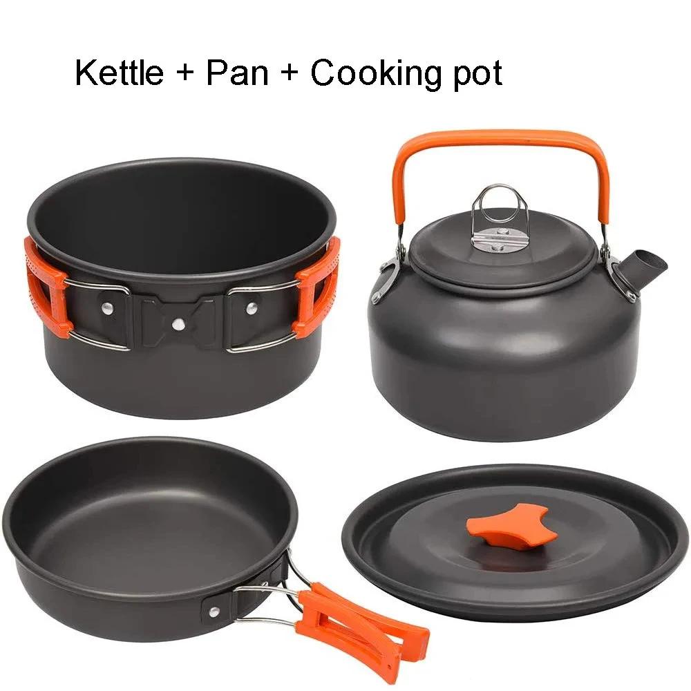 Conjunto de cozinha para acampamento, panelas para viagem, conjunto de piquenique ao ar livre, bule para 2-3 peaple, panelas antiaderentes, conjuntos variados - Image 1