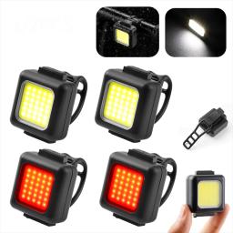 Mini bicicleta dianteira e cauda luz, Carregamento USB farol, Ciclismo luz de advertência, Lanterna LED - Image 1