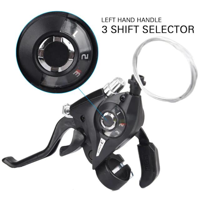 Shifter MTB para Bicicleta com Alavancas de Freio, Punho de Disco e Cabo Shift - 3x7, 21 Velocidades