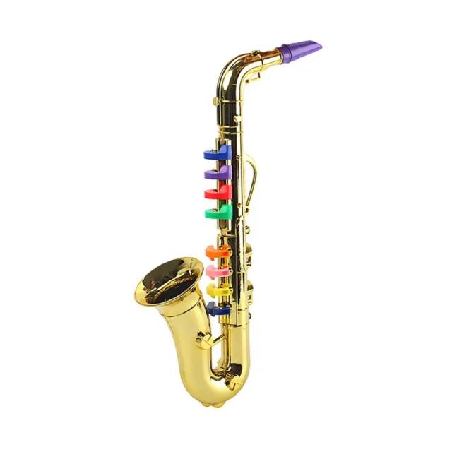 Instrumentos Musicais Educativos de Brinquedo com Acabamento Prateado e Teclas Coloridas: Trompete e Clarinete