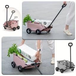 Carrinho de estimação dobrável portátil, 4 rodas, carrinho do cão, viajar compras, caminhar e brincar, adequado para cães e gatos - Image 5