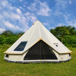 6-10people glamping luxo mongólia yurt família 4 metros caminhadas antistorm acampamento ao ar livre castelo tenda prata revestido função uv - Image 3