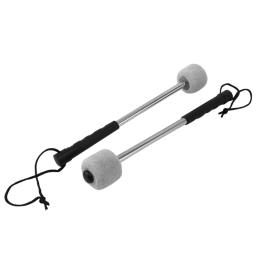 Malho perfurador de tambor de baixo, 2 peças cabeça de feltro, bastões de percussão com cabo de aço inoxidável, branco - Image 1