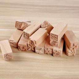 Ferramenta de cerâmica de madeira Emboss Stamps Blocos de impressão naturais Padrões mistos Carimbo de textura para argila do polímero Artesanato de cerâmica DIY - Image 2
