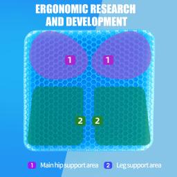 Almofada de assento gel respirável com caixa de pesca Honeycomb Design adequado para cadeiras de rodas para casa e escritório, aliviar a dor do cóccix - Image 3