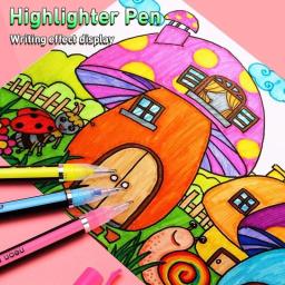12/24/36/48/60 peças caneta gel de cor fluorescente com glitter metálico para estudantes escolares escritório livro para colorir diários desenho marcador de arte - Image 3