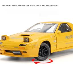 Mazda RX7 Alloy Sports Car Model, Diecast Metal Toy, Racing Car Vehicle Model, Simulação de som e luz Collection, Kids Gift, 1:24 - Image 6