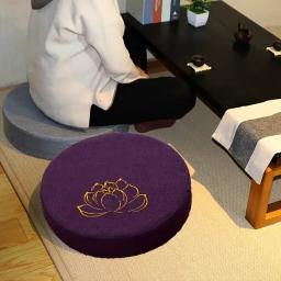 Almofada de meditação para ioga, redonda, espessada, bordada, lótus, com encosto e travesseiro, 40*6cm, tatami é removível e lavável - Image 4