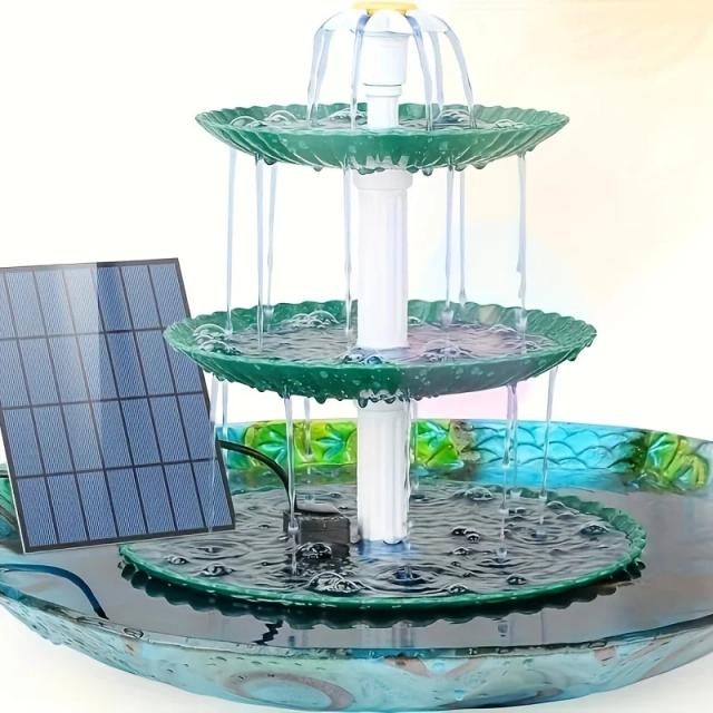 Fonte Solar para Jardim com Bomba Aquática Destacável e Alimentador de Pássaros - 3.5W de Encanto Natural