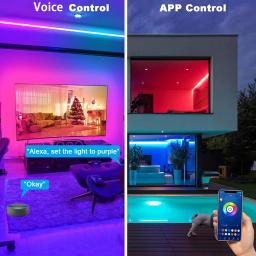 Luzes LED Strip para decoração de quarto, Wi-Fi, Music Sync, Fita LED RGB 5050, Alexa Smart Lights, Decoração para festas, TV Backlight - Image 2