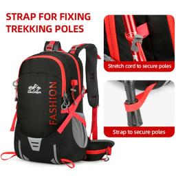 Mochila de caminhada com capa de chuva ao ar livre escalada acampamento mochila à prova dwaterproof água trekking viagem daypack sacos suspensão destacáveis - Image 5