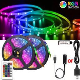 Fita LED com controle remoto, fita RGB, 5050, USB, 24 teclas, fita flexível, luzes de Natal, lâmpada de jogos, decoração do quarto - Image 1