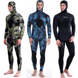 Terno com capuz de mergulho em neoprene para homens, surfe com capuz quente, zíper frontal, mergulho, pesca submarina, 3mm, 5mm, inverno - Image 1