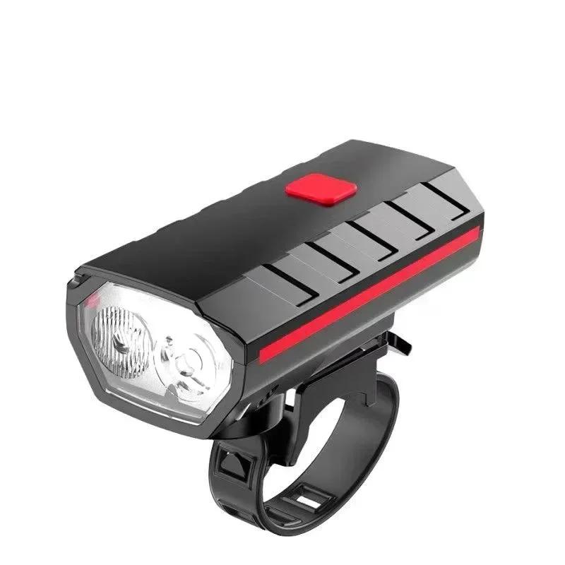Luz dianteira de bicicleta recarregável usb com buzina de 120db destaque mtb farol de bicicleta de estrada lâmpada de aviso de equitação noturna peças de ciclismo - Image 1