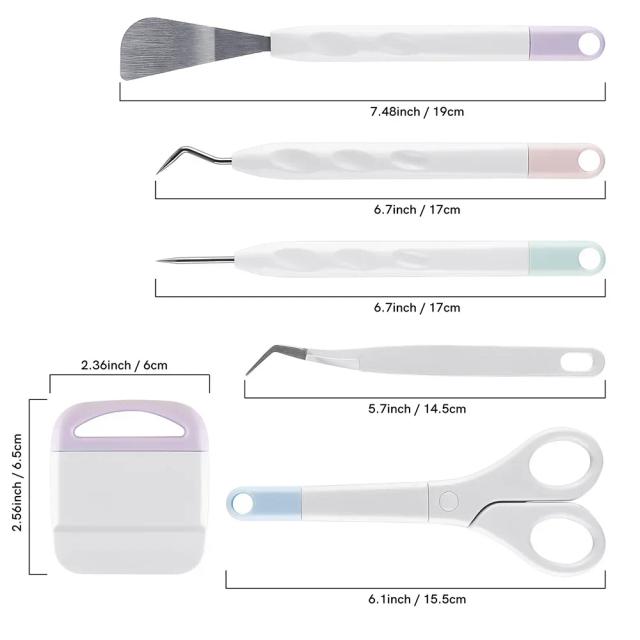 Conjunto de Ferramentas para Vinil e Artesanato: Kit Completo para Cricut Maker e Silhouette com 6 Peças para Recorte, Carving e DIY