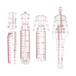 Moda Desenho Régua Set, Medição Régua, Padrões de Modelo para Costura, DIY Quilting, Costura, Desenho Designers, 4Pcs - Image 4