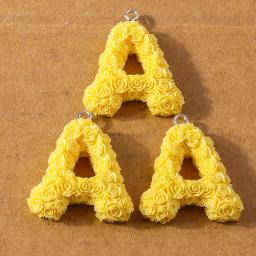 Pingentes Alfabeto para Fazer Jóias, 26 Letras, Flor Rosa, Amuletos Iniciais Criativos, Brincos e Colares, Acessórios DIY, A-Z, 10 unid - Image 2