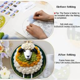 Kit de feltro de lã para decoração doméstica Ferramenta de feltro de agulha Pintura animal com imagem Conjunto de feltro de agulha artesanal - Image 3