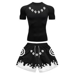 Conjuntos de roupas para ginástica masculina, atletismo de secagem rápida, protetor de rash, camisolas baselayers, shorts com bolsos com estampa 3D, tops corrida - Image 4