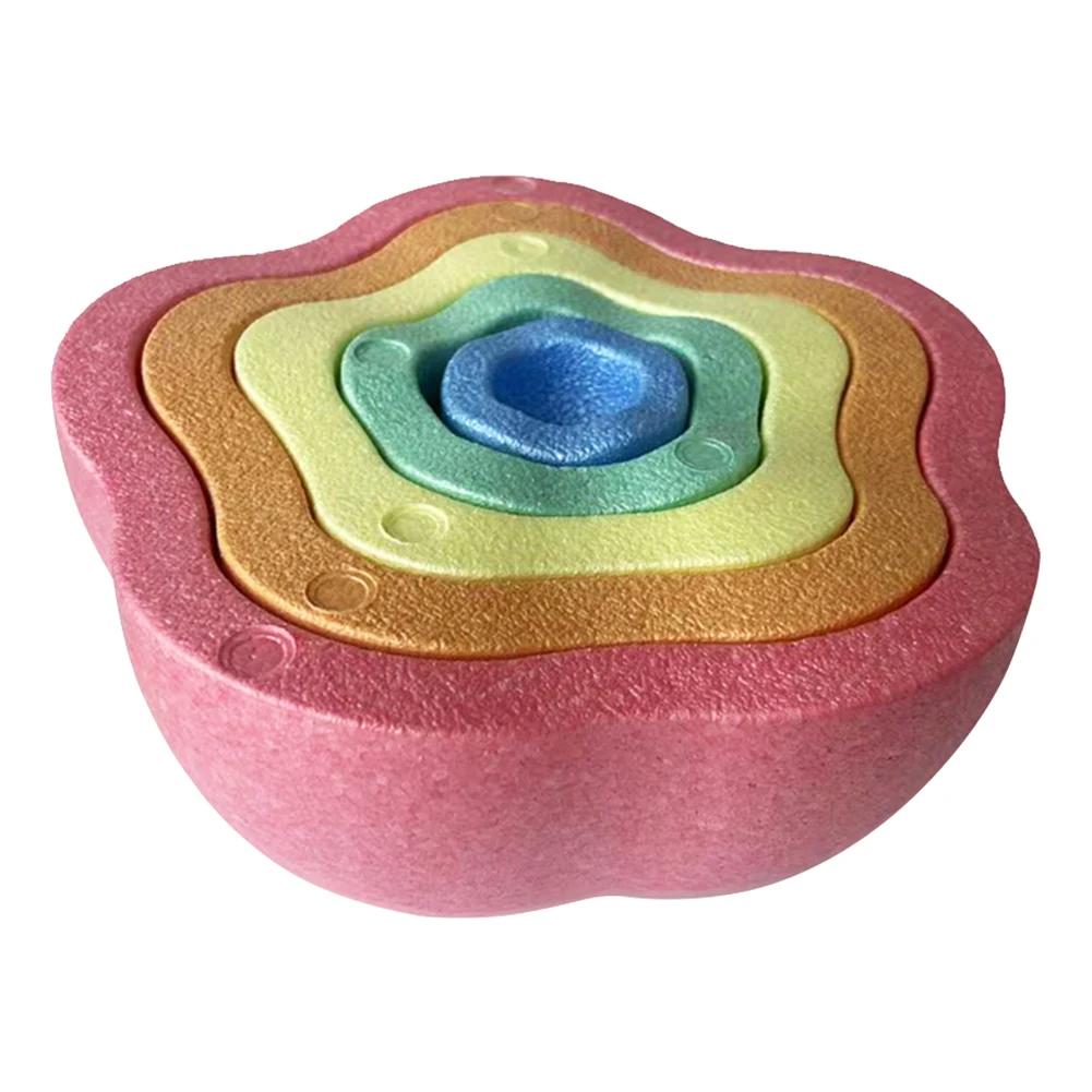 Pedra de Equilíbrio de Espuma Infantil Sensorial Empilhável em Forma de Flor 1 Conjunto