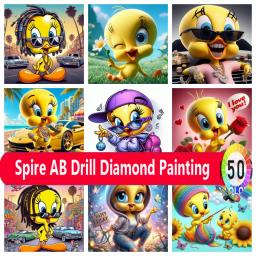 Kit de Pintura de Arte Diamante para Crianças, Mosaico Bordado, Pato Bonito, DIY AB, Hip Hop, Animal Ponto Cruz, Decoração de Casa, Presente, Novo, 2024 - Image 1